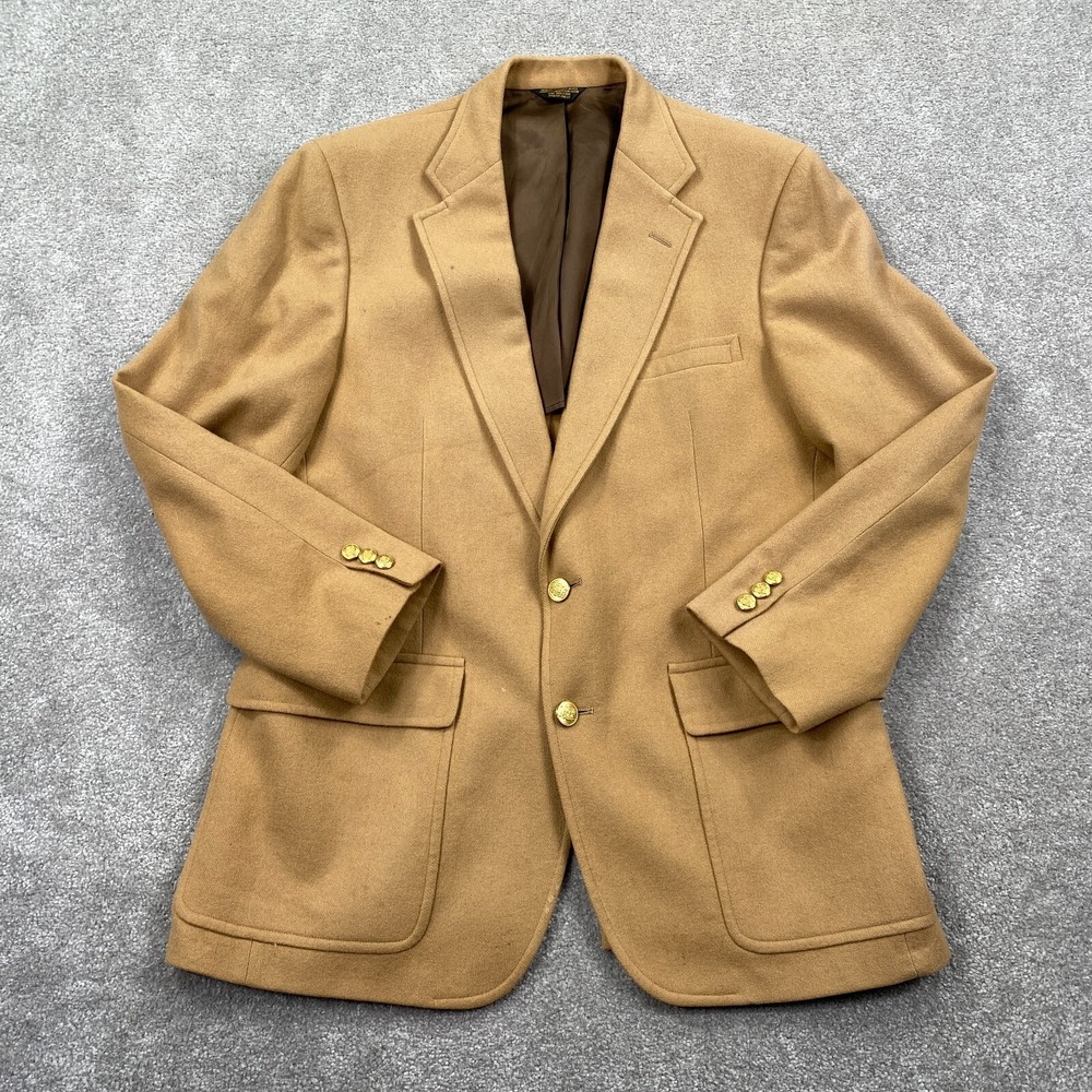 Palm Beach Gold Buttons Wool Single Breasted Blazer Jacket Men's Size 40 Tan